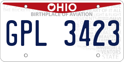 OH license plate GPL3423