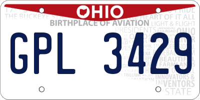 OH license plate GPL3429