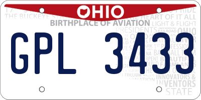 OH license plate GPL3433