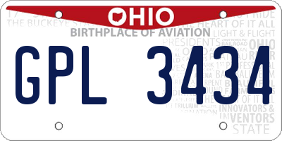 OH license plate GPL3434
