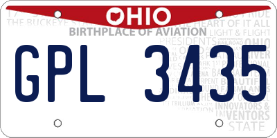 OH license plate GPL3435