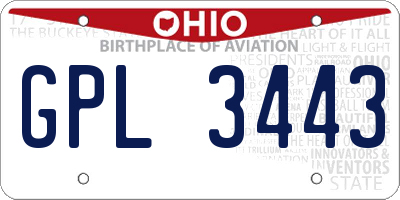 OH license plate GPL3443