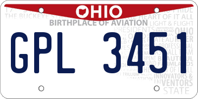 OH license plate GPL3451