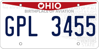 OH license plate GPL3455