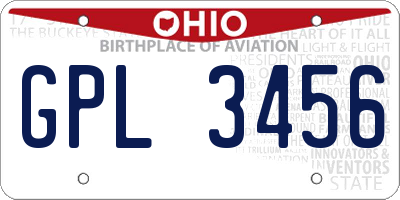 OH license plate GPL3456