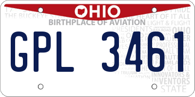 OH license plate GPL3461