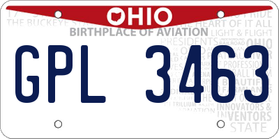 OH license plate GPL3463