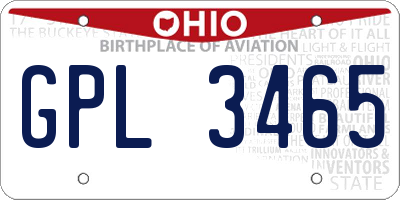OH license plate GPL3465