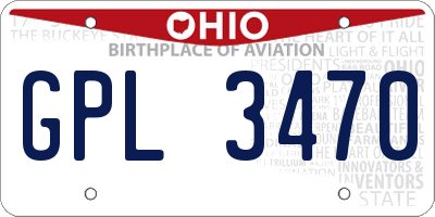 OH license plate GPL3470