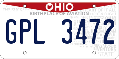 OH license plate GPL3472