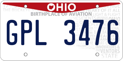 OH license plate GPL3476