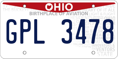 OH license plate GPL3478