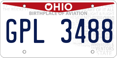 OH license plate GPL3488