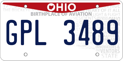OH license plate GPL3489