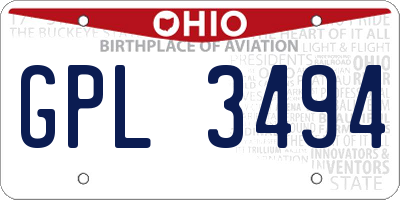 OH license plate GPL3494