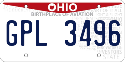 OH license plate GPL3496