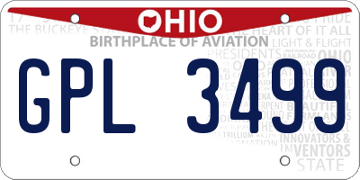 OH license plate GPL3499