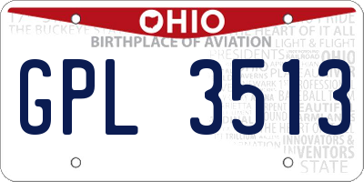 OH license plate GPL3513