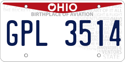 OH license plate GPL3514