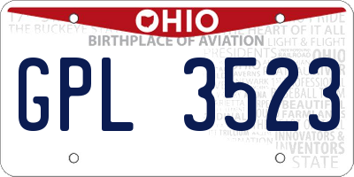 OH license plate GPL3523