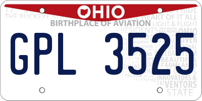 OH license plate GPL3525