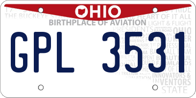 OH license plate GPL3531