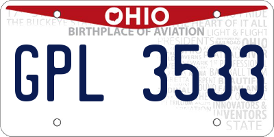OH license plate GPL3533