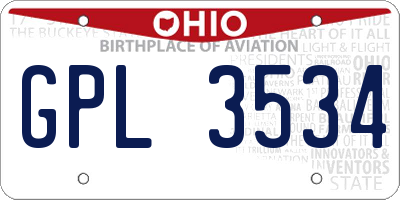 OH license plate GPL3534