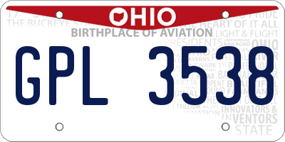 OH license plate GPL3538