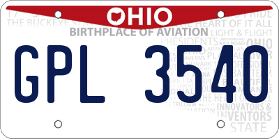 OH license plate GPL3540