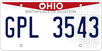 OH license plate GPL3543