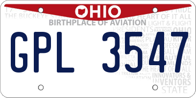 OH license plate GPL3547