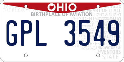OH license plate GPL3549