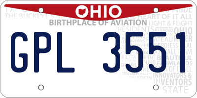 OH license plate GPL3551