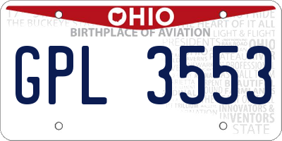 OH license plate GPL3553