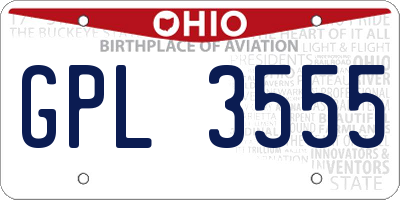 OH license plate GPL3555