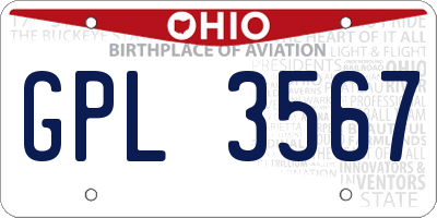 OH license plate GPL3567
