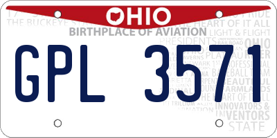 OH license plate GPL3571