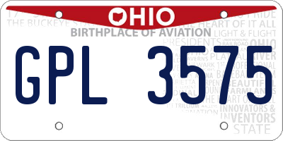 OH license plate GPL3575