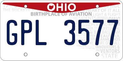 OH license plate GPL3577