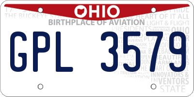 OH license plate GPL3579