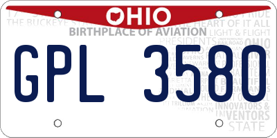 OH license plate GPL3580