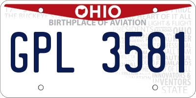 OH license plate GPL3581