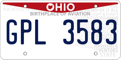 OH license plate GPL3583