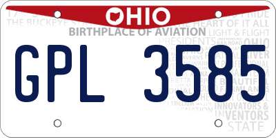 OH license plate GPL3585