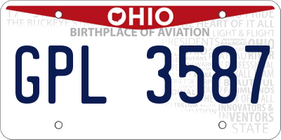 OH license plate GPL3587