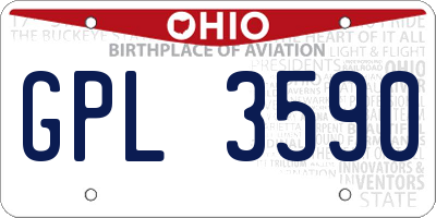 OH license plate GPL3590