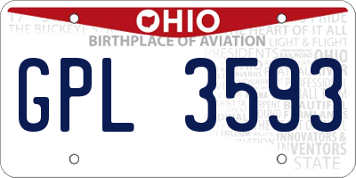 OH license plate GPL3593