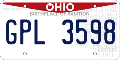 OH license plate GPL3598