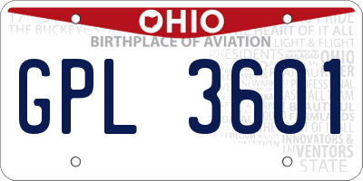 OH license plate GPL3601